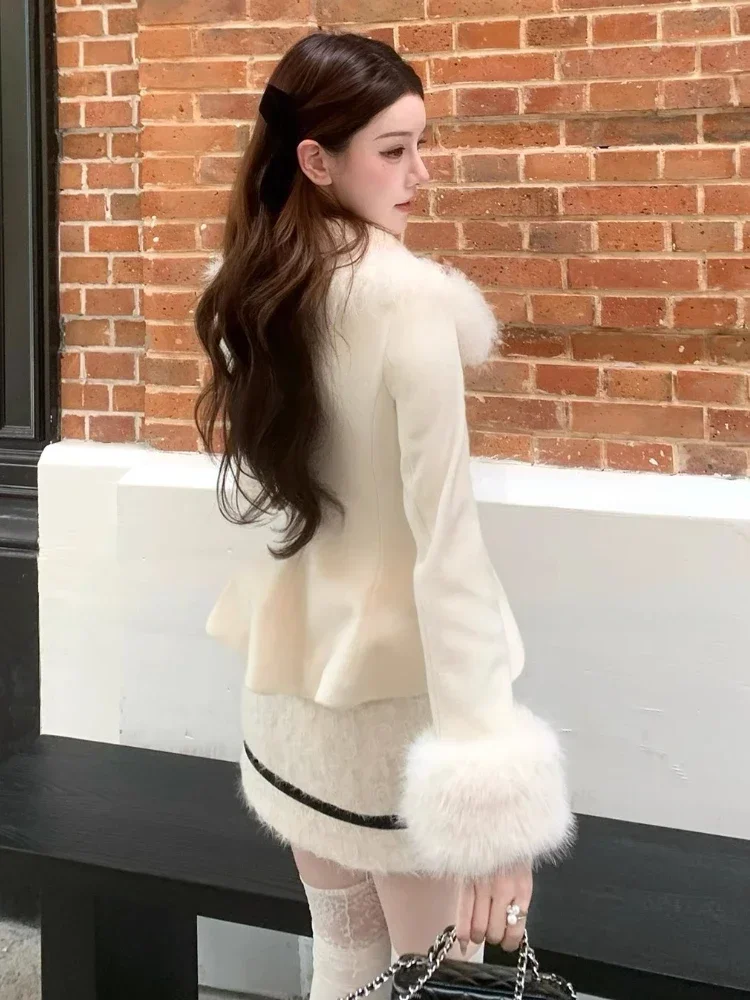 Женский шерстяной костюм элегантный зимний из двух предметов пальто с