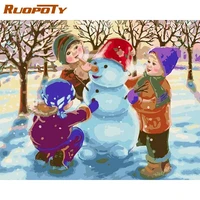 ruopoty diy painting by number christmas pictures by numbers scenery kits drawing on canvas hand painted paintings gift home dec