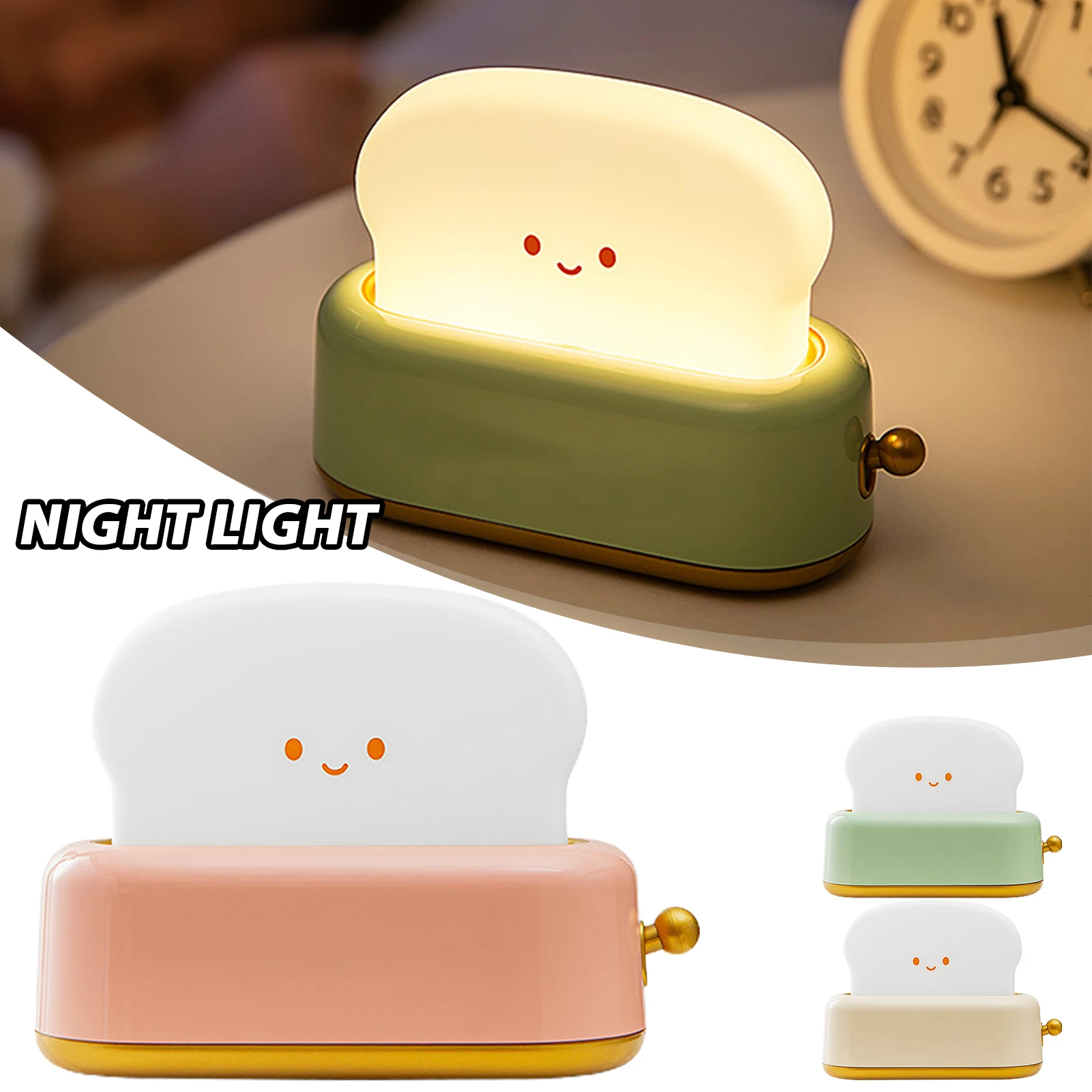 

Creative Toast Night Lights Usb Rechargeable Timing Led Cute Sleep Lamp Household Decorative Lamps For Home Bedroom Party Gift