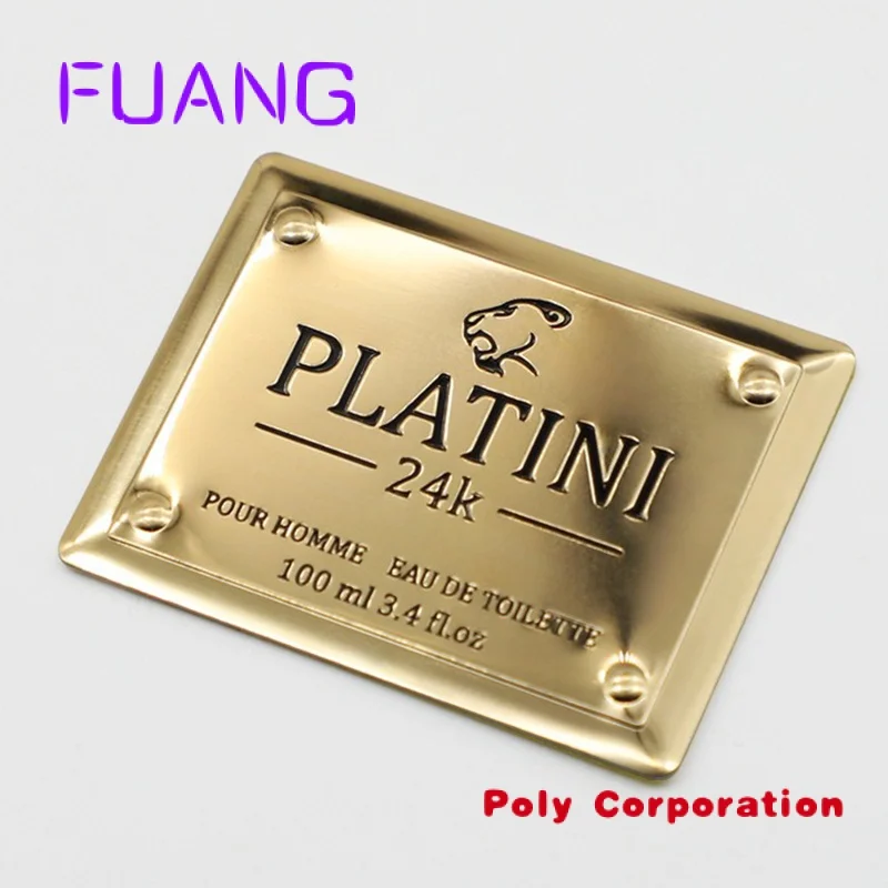 Custom Zinc Alloy Metal Gold Plate Logo 3d Embossed Metal Private For Perfume Bottle Label Sticker