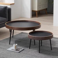 Nordic Modern Desginer Small Round Tea Coffee Tables Cute Wood Surface Metal Legs Sofa Side Table Home Balcony Leisure Furniture