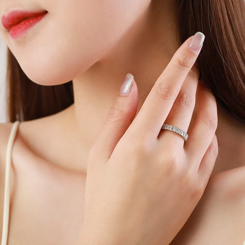 JIALY сверкающее европейское паве AAA CZ сахарный куб S925 стерлингового серебра кольцо