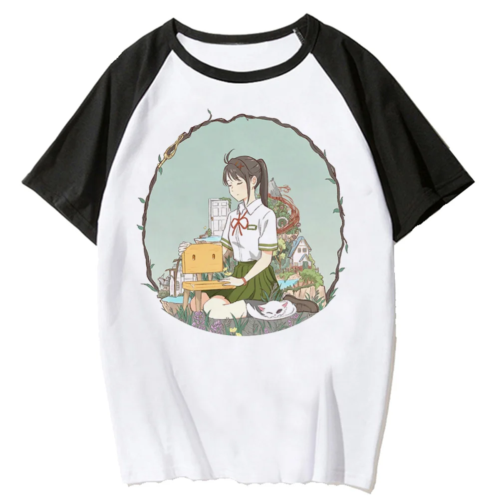 

Suzume top women manga Japanese Y2K tshirt female anime clothing