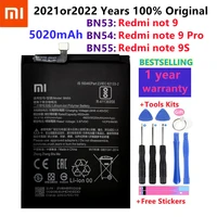 100 original 5020mah bn53 bn54 bn55 replacement battery for xiaomi redmi note 9 pro 9s bateria mobile phone batteries tools
