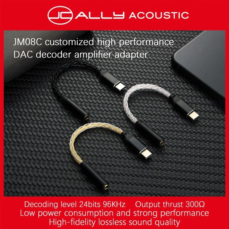 

JCALLY JM08C Type C To 3.5mm DAC Decoder Amplifier Adapter High Performance Customized Adapter for Android Mobilephone