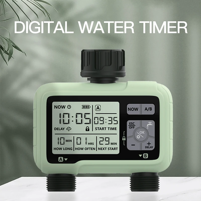 Automatic Timing System 2-Outlet Water Timer Precisely Watering Up Outdoor Smart Irrigation Fully Adjustable Program
