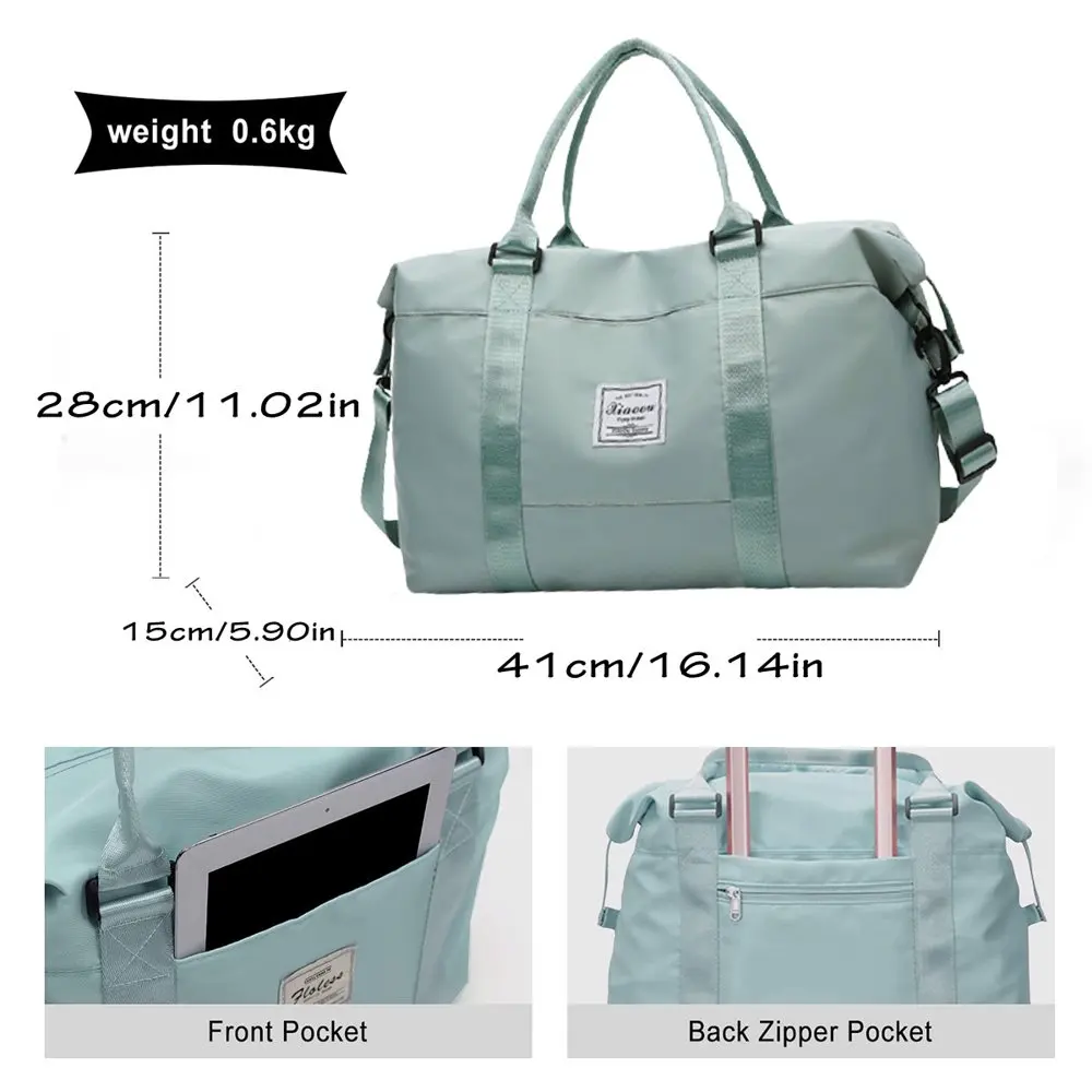 Travel Duffel Bag Sports Tote Gym Bag Shoulder Weekender Overnight Bag for Women Gym Accessories for Women,Green