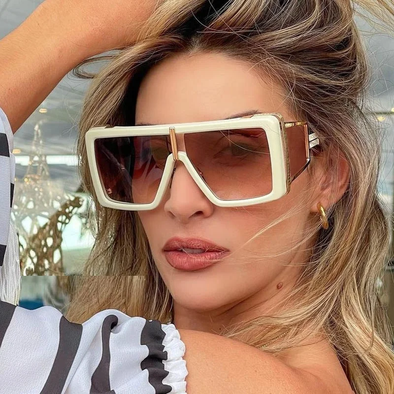 

Очки солнцезащитные мужские/женские прямоугольные, брендовые дизайнерские винтажные градиентные солнечные очки большого размера, квадрат...