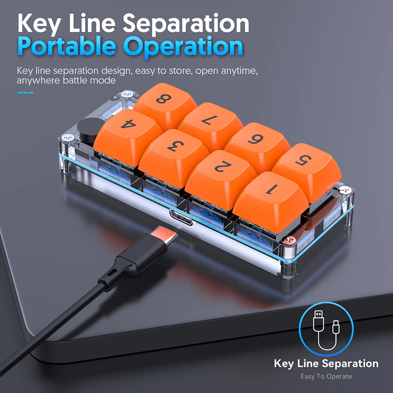 8-клавишная ярлык макропрограммируемая полностью с возможностью горячей замены