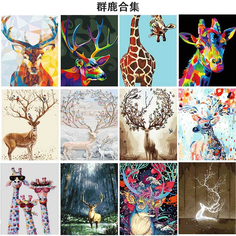 

40x50cm Painting By Numbers Animals Deer Series On Canvas Pictures By Numbers Acrylic DIY HandPainted By Number Home Wall Decor