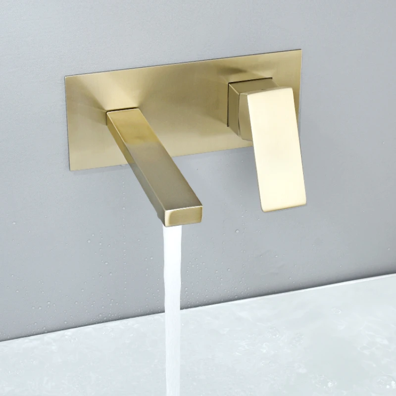 

Скрытый смеситель для раковины из нержавеющей стали с золотым рисунком в стену, встраиваемый Настольный смеситель для раковины с холодной ...