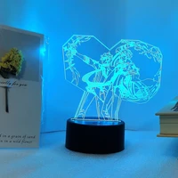 new led genshin impact kamisato ayato tartaglia night light anime figure desk lamp for kid room party decor child birthday gift