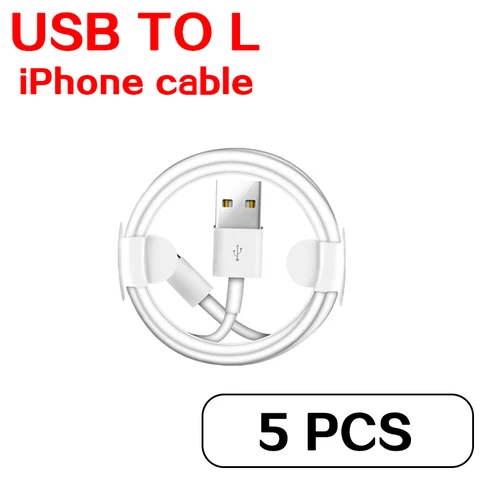 5 шт., USB-кабель для быстрой зарядки iPhone 13 12 11 Pro Max Xs X 8 7 6 6s Plus SE
