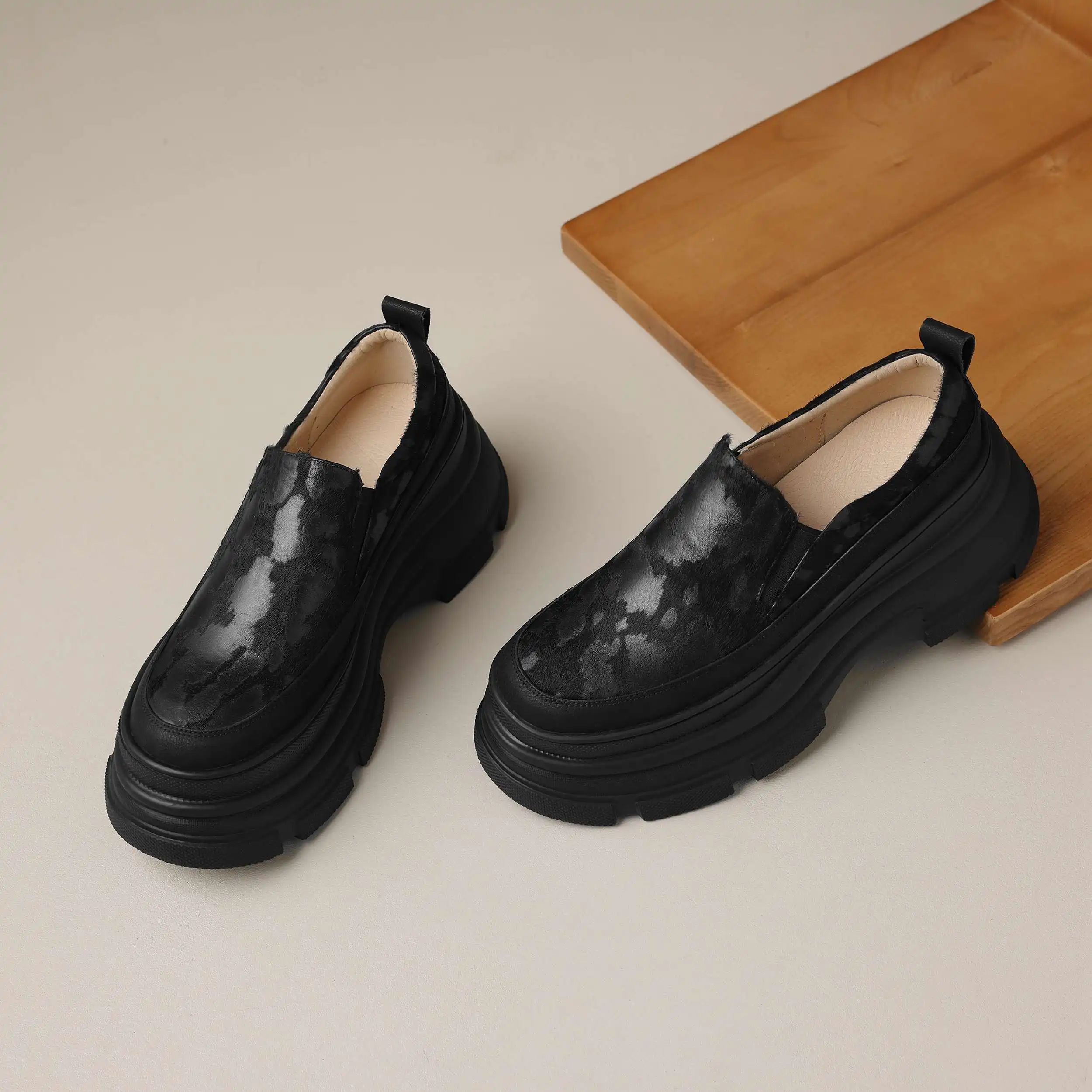 Туфли Lanxuryee женские на платформе Вулканизированная подошва круглый носок