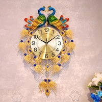 Decorative Peacock Wall Clock Adjustable Remote Teen Large Luxury Wall Clock Silent Movement Nordic Saat Interior House Deco