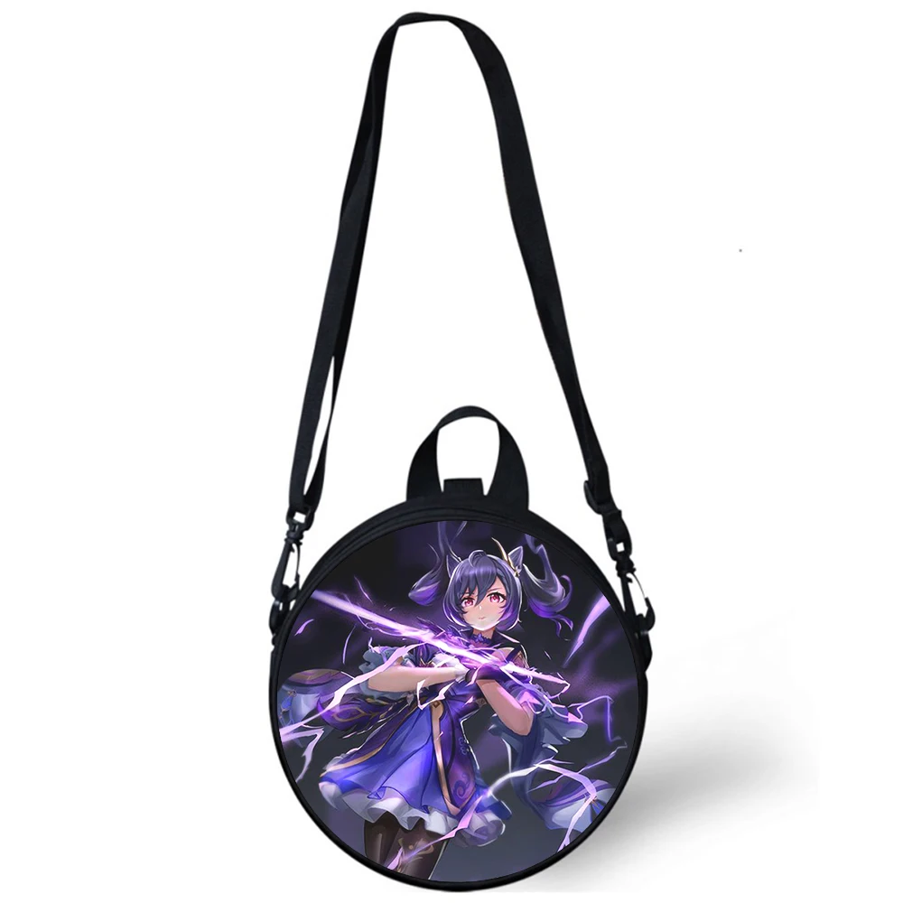 Genshin Impact Keqing Child kindergarten Bag 3D Print Crossbody Shoulder Bags For School Women Mini Round Bagpacks Rugtas Bag