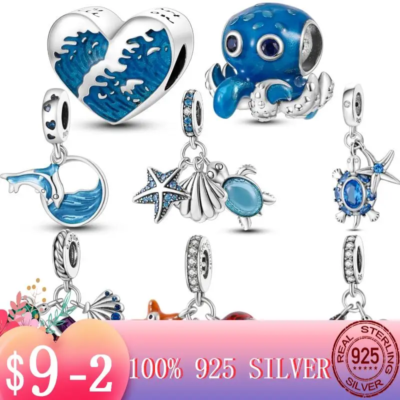 

Летний кулон-браслет из серебра 925 пробы с морскими звездами