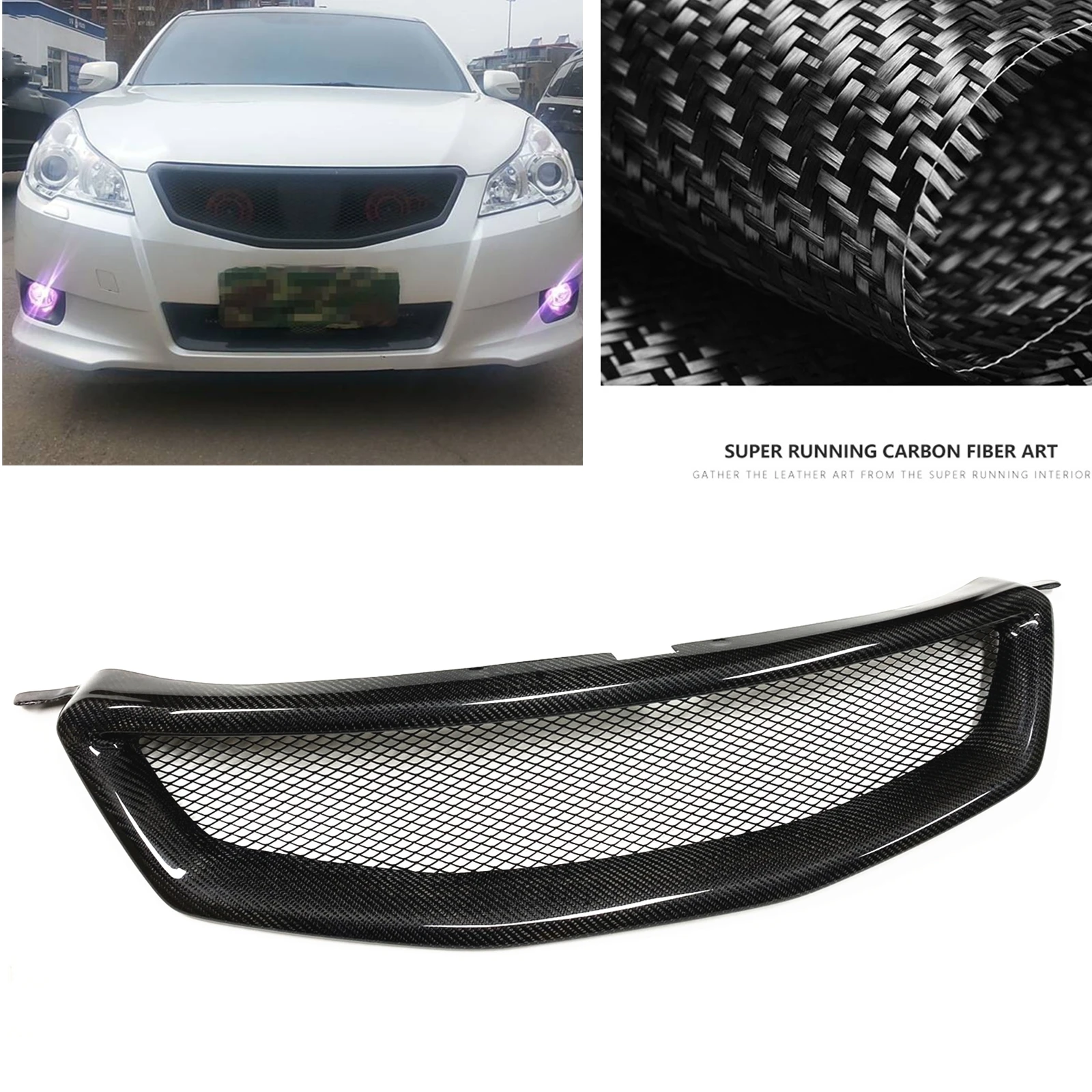 

Carbon Fiber Car Grille Trim Front Racing Grill Upper Bumper Hood Mesh Auto Part Grid For Subaru Legacy 2009-2012