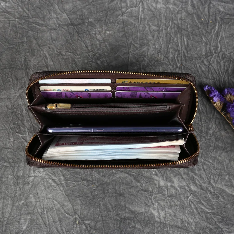 Women Wallet New Fashion Retro Leather Purse Vintage Chinese Style Plum Flower Embossed Female Luxury Zipper Clutch Bag Gift