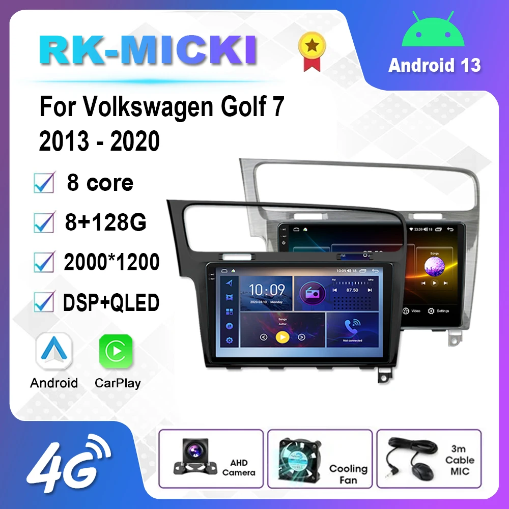 

10.1 Inch Android 12.0 Multimedia Player Auto Radio For Volkswagen Golf 7 2013-2020 GPS Carplay 4G WiFi DSP Bluetooth