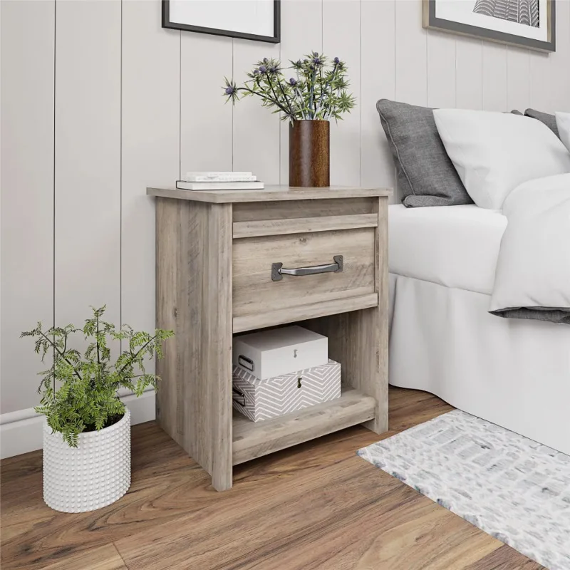 

Better Homes & Gardens Rustic Ranch Nightstand, Gray Oak