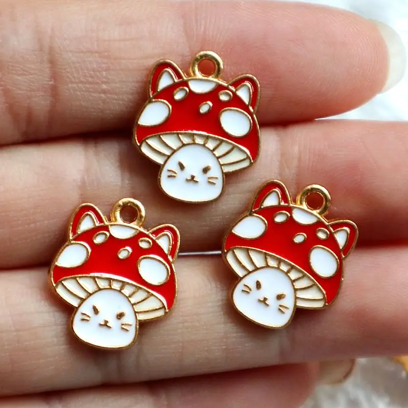 Kawaii мультфильм гриб сплав эмаль кулон очаровательные и модные DIY эльф ожерелье