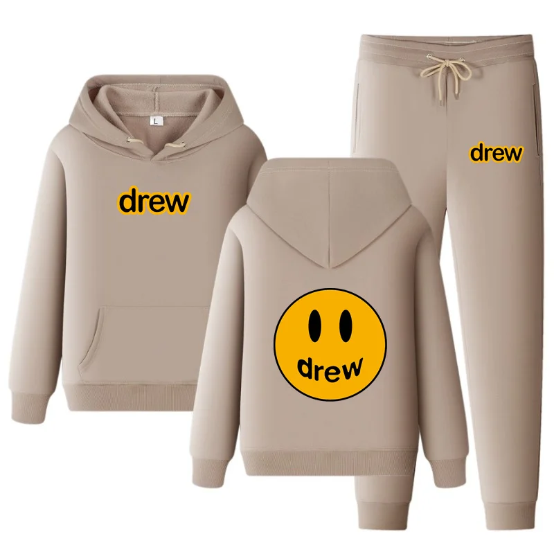 

drew house 2022 Justin Bieber Fashion Man Tracksuits Mens Autumn Winter Brand Hoodies Jogging Suits Streetwear Athletic Sets Top