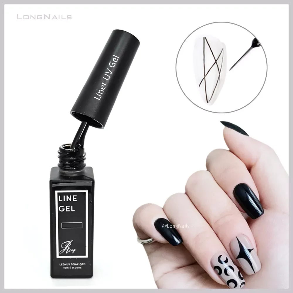 

NEW Easy French Liner UV Gel Painting Polish Stripe Drawing White Silver Graffiti Thin-Line Brush Nail Art Polish Gel UV 2in1