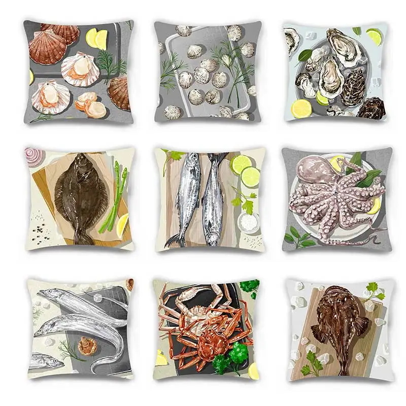

Pillow Cover Steamed Seafood Cushion Cover Squid Seafood Cushion Cover Home Pillowcase Living Room Sofa Home Bedside Decoration