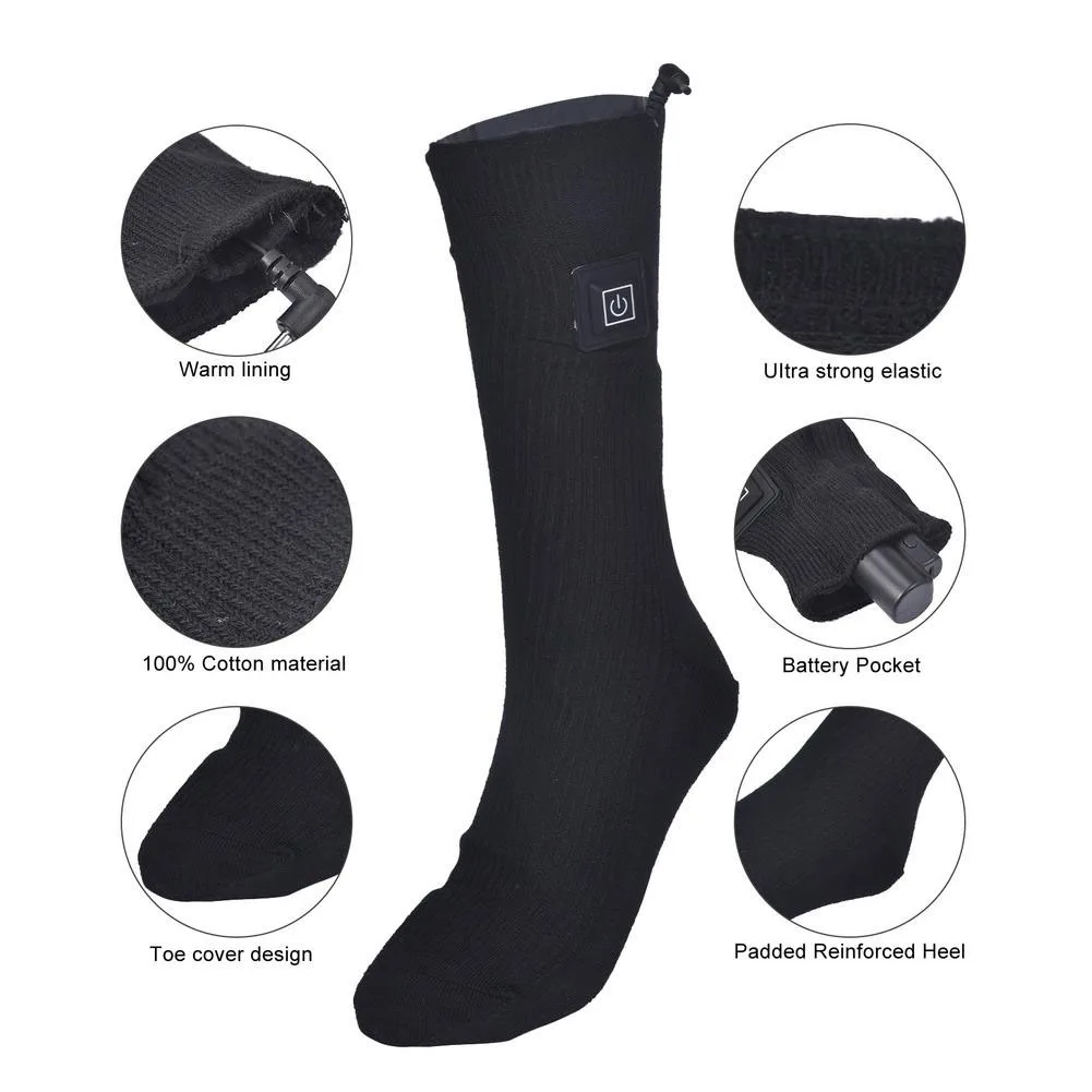 Winter Electric Heating Socks 3 Temperature Adjustable Remote Control USB Heated Socks Thermal Foot Warmer For Cycling Skiing