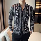 Новинка Весна 2022, модная рубашка, мужская рубашка с принтом бабочки, британская рубашка с длинным рукавом, мужская одежда в Корейском стиле