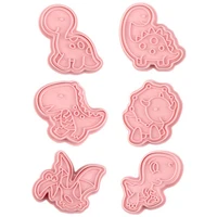 dinosaur cookie fondant cutters decoration embossing mold 3d cartoon biscuit stamper mould baking pastry bakeware kitchen tools