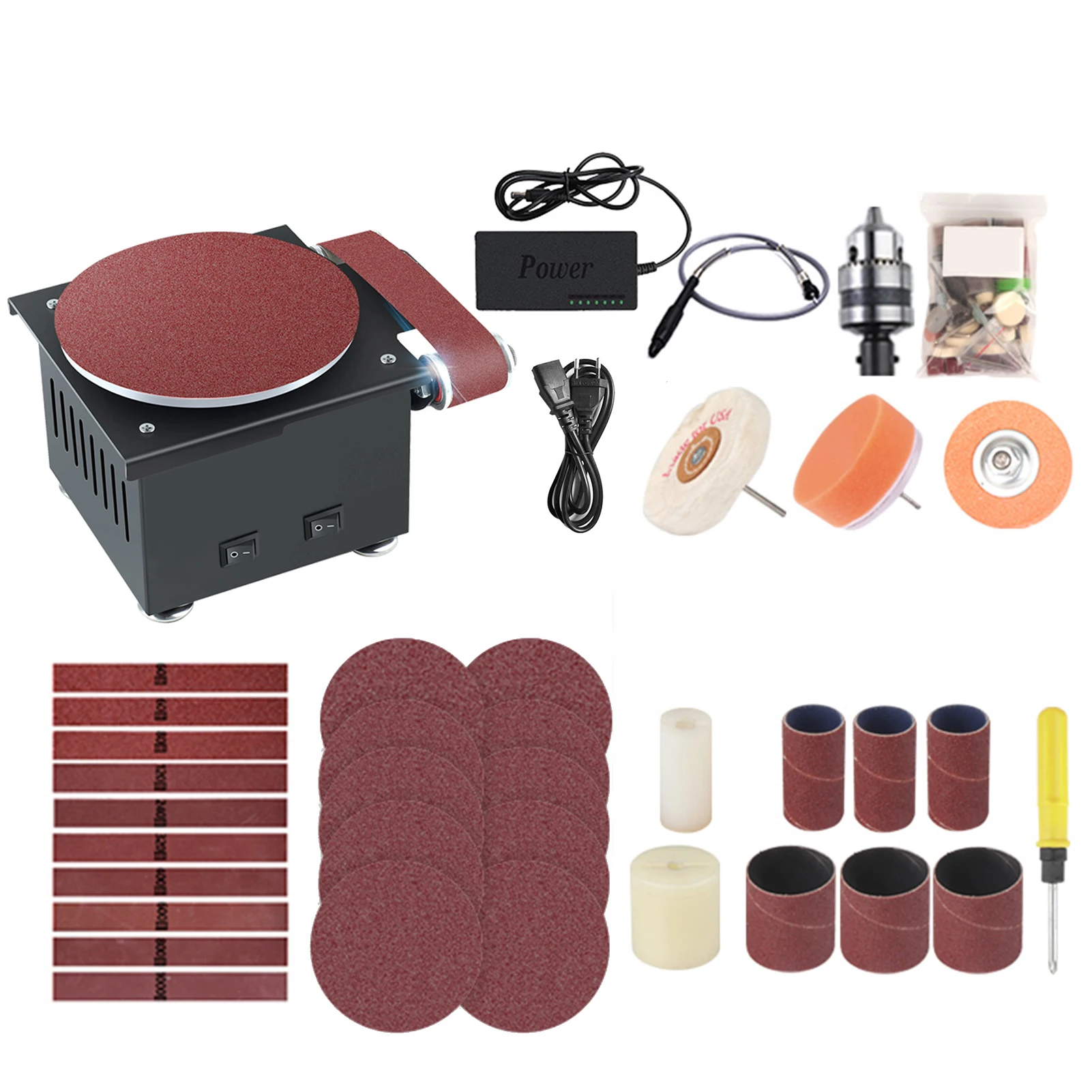 

Electric Disc Sander Sanding Roller Bench Belt Sander with Flexible Extension Rod Kit 7 Variable Speed Polishing Grinder 6000rpm