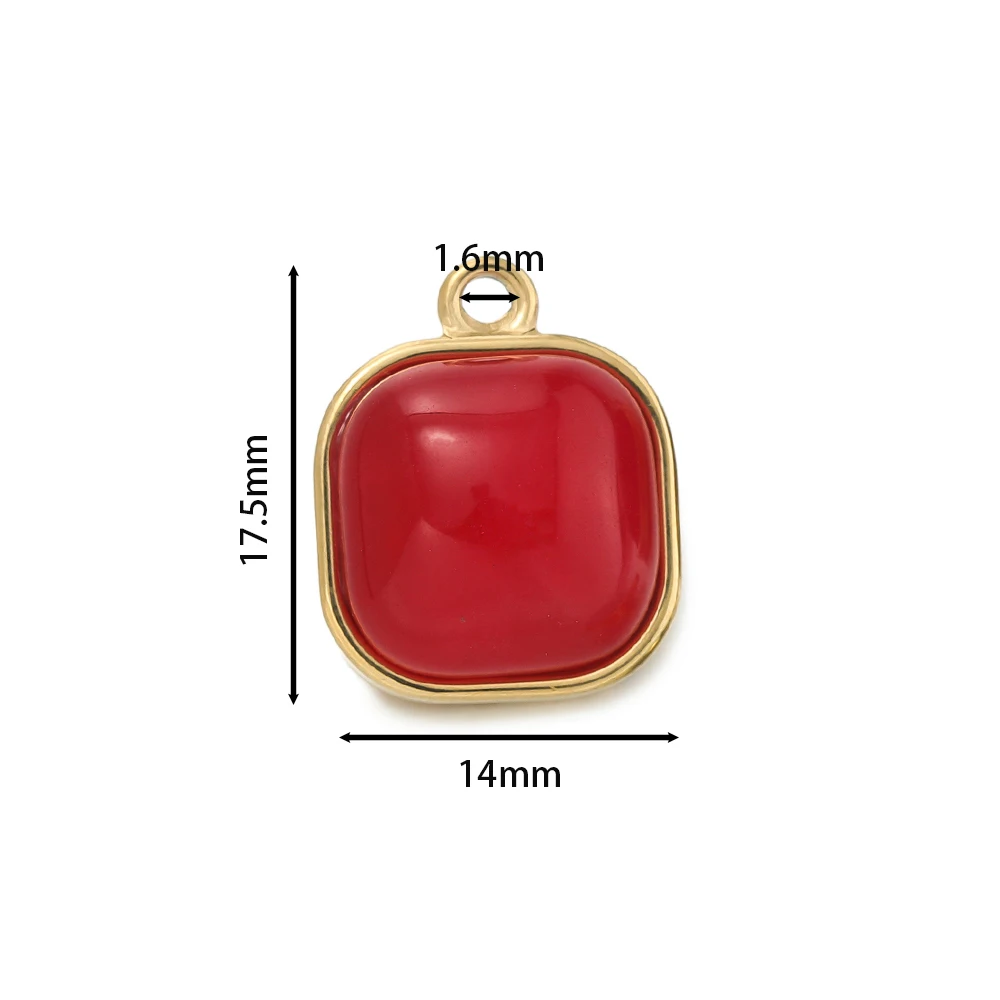 1 шт./упак. многоцветный натуральный камень из нержавеющей стали квадратный кулон