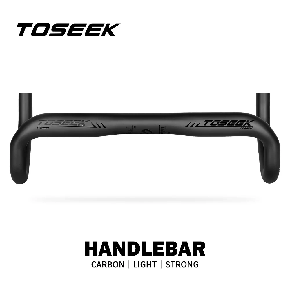 Фото Руль для шоссейного велосипеда TOSEEK Ultralight из матового карбона, черный, изогнутый, 31.8*380/400/420/440 мм, вылет 89 мм, дроп 128 мм №1