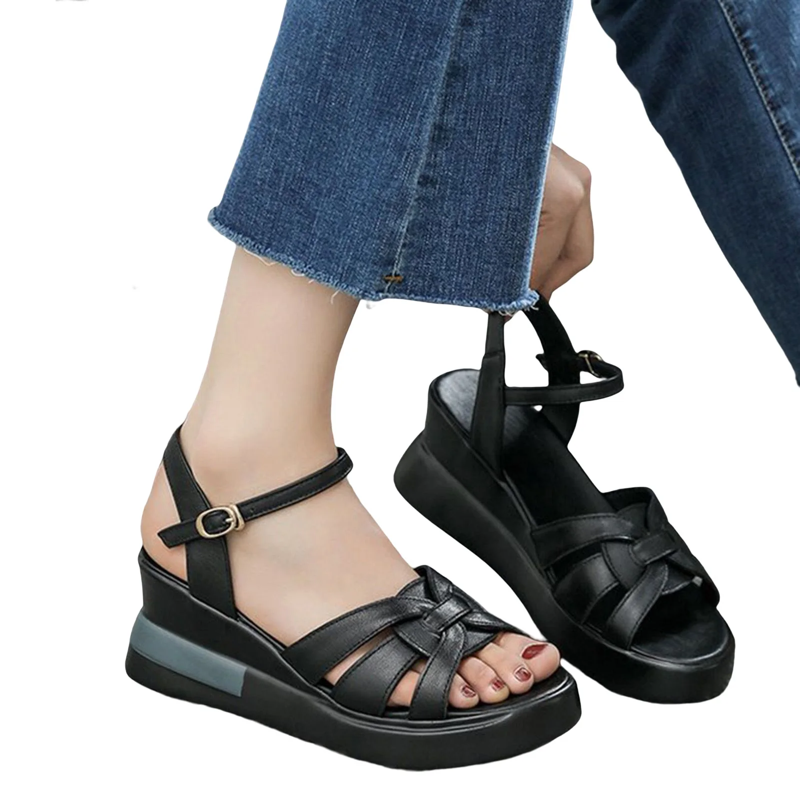 

Summer Women's Wedge Sandals PU Leather Outdoor Shoes Gift for Christmas Birthday New Year