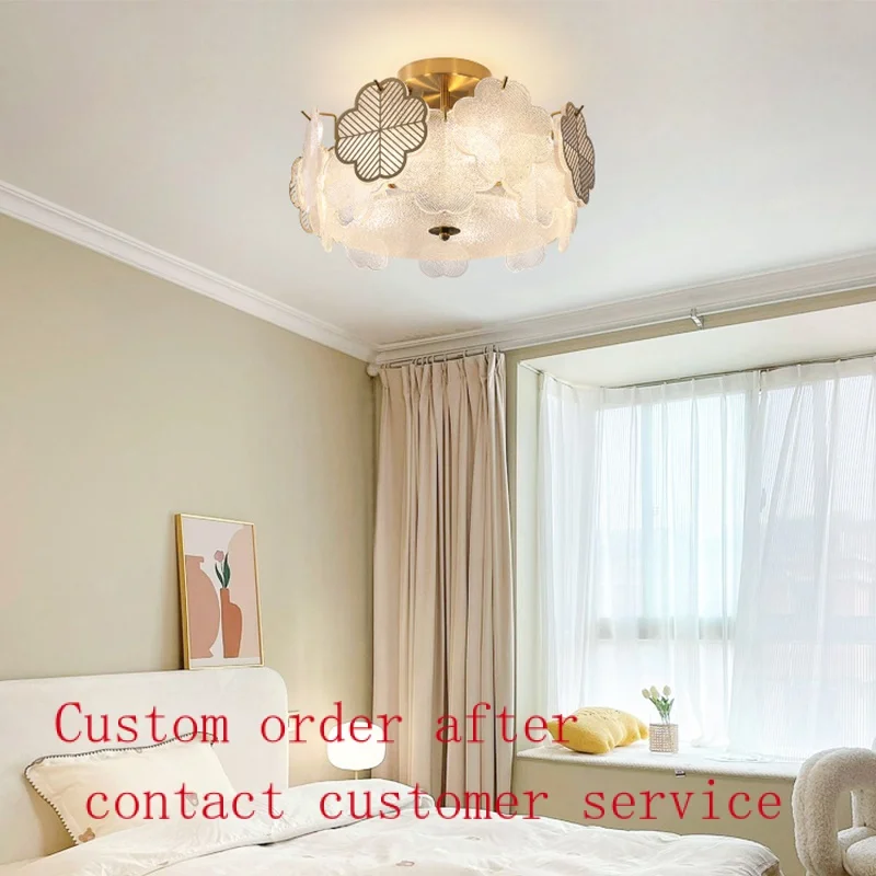 

French luxury ceiling lamp creative design glass lamp modern simple warm bedroom lamp