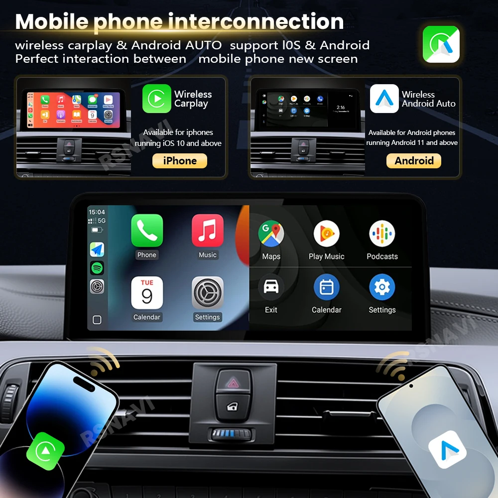 Фото Беспроводной CarPlay Auto Android 15 для Benz C Class W204 S204 2011-2015, автомобильный радиоприемник, мультимедийные видеоплееры Qualcomm Snapdragon 680 №4