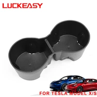 luckeasy for tesla model x model s 2022 car tpe central control soft rubber cup holder sets accessories shock absorbing cover