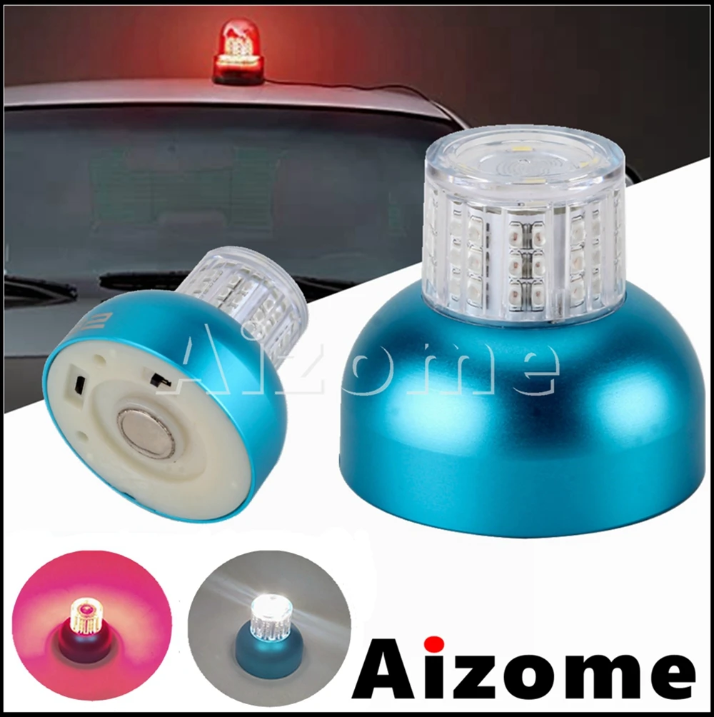 

Red 360º Rotating Revolving LED Beacon Strobe Warning Light Magnetic Mount Emergency Flashing Light for Car Auto Truck UTV ATV