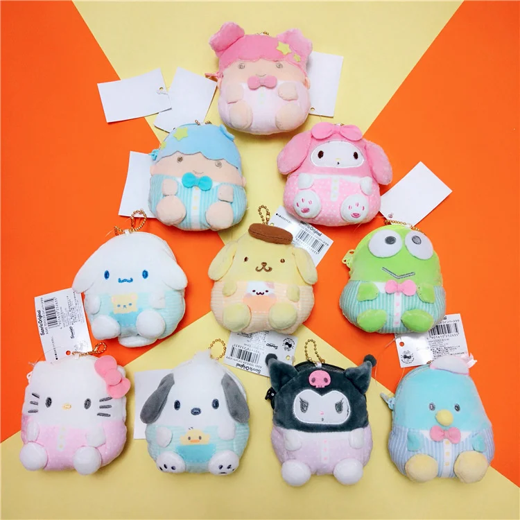 

Kawaii Sanrio Kawaii Plush Coin Purse Keychain Kuromi HelloKitty Plush Doll Bag Pendant Mini Change Wallet Earphone Storage Bag