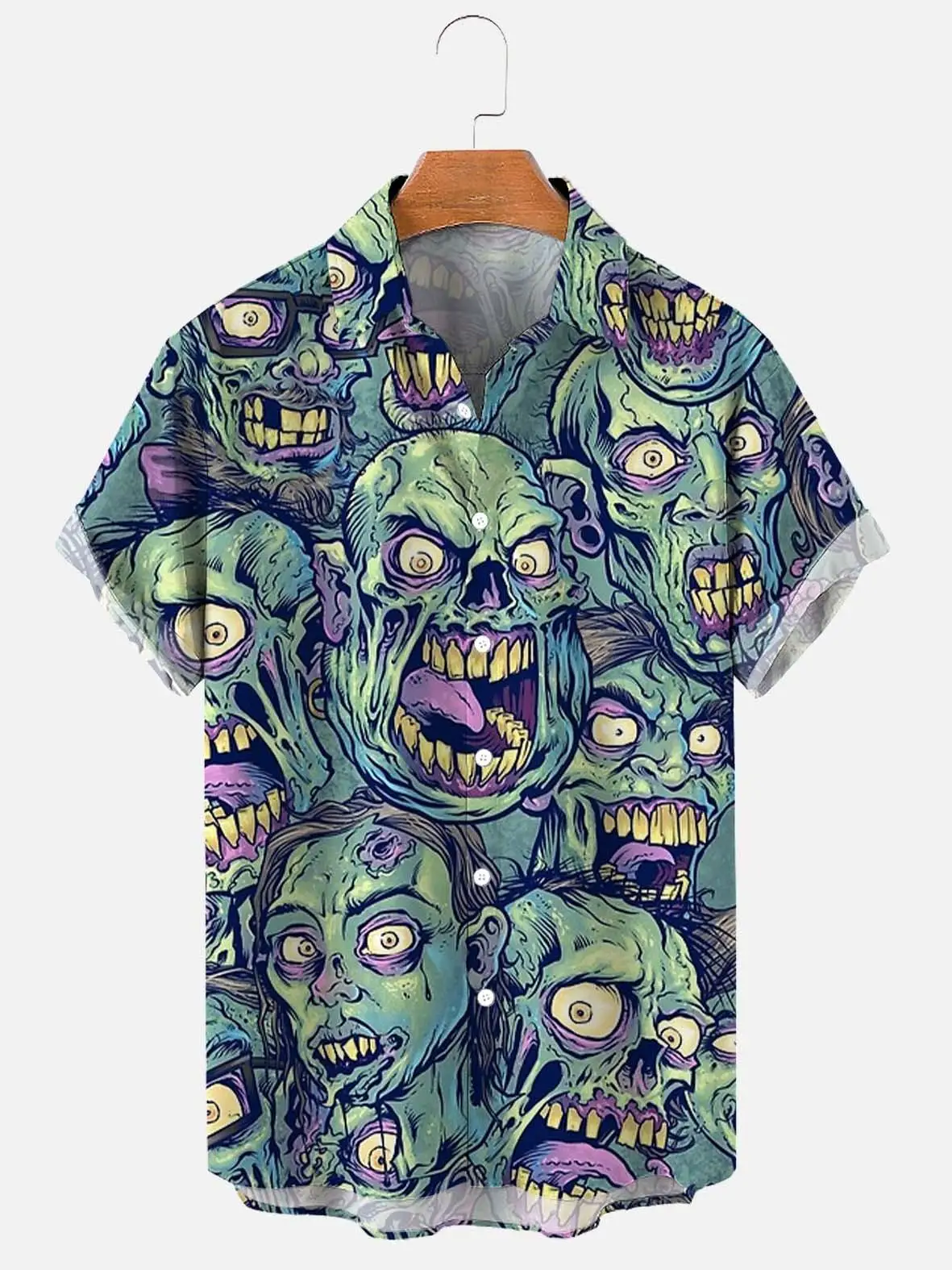 2023 Scary Skull 3d Hawaiian Shirt Men's Oversized Summer Men's Casual Clothing Beach Men's Shirt Short Sleeves