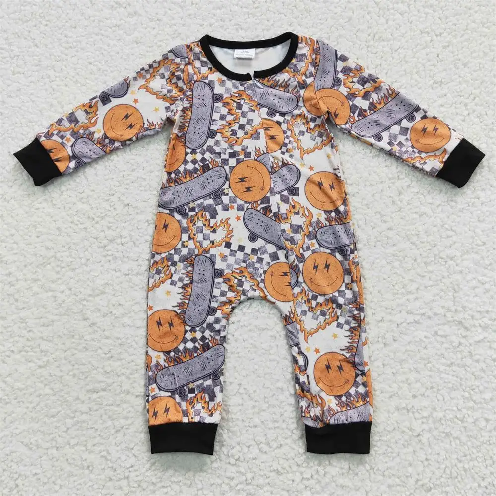 

Wholesale Baby Boy Zipper Long Sleeves Romper Kids Toddler One-piece Newborn Coverall Bodysuit Snap Botton Checkered Jumpsuit