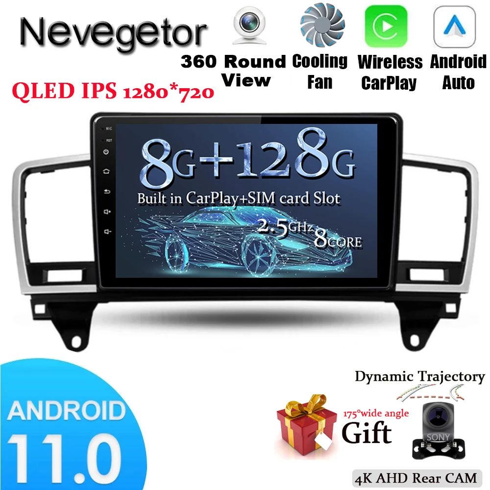 8G + 128G 9 'ɺndroid 11 Автомобильный плеер для Mercedes-Benz M-Class M Class W166 ML 2011 - 2015