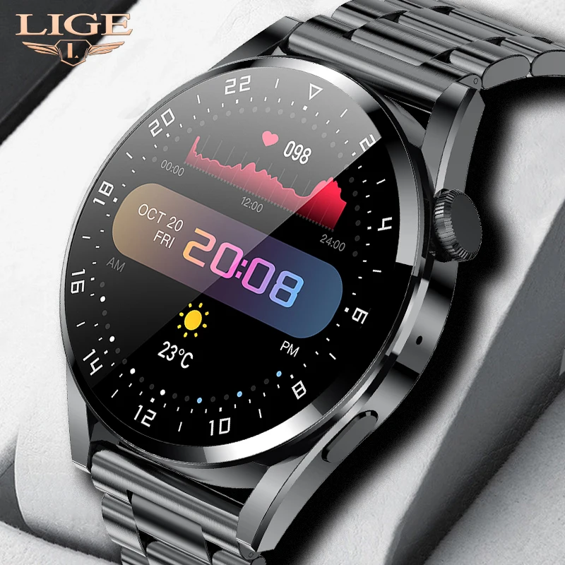 

LIGE Новые смарт-часы для мужчин с поддержкой NFC Bluetooth Call 360*360 HD экран часы монитор сердечного ритма мужские умные часы для huawei ios