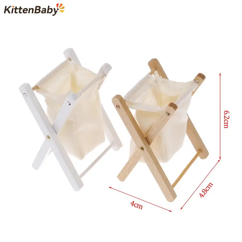 

1Pcs 1/12 Dollhouse Miniature Wooden Folding Clothes Storage Basket Decor Accessories