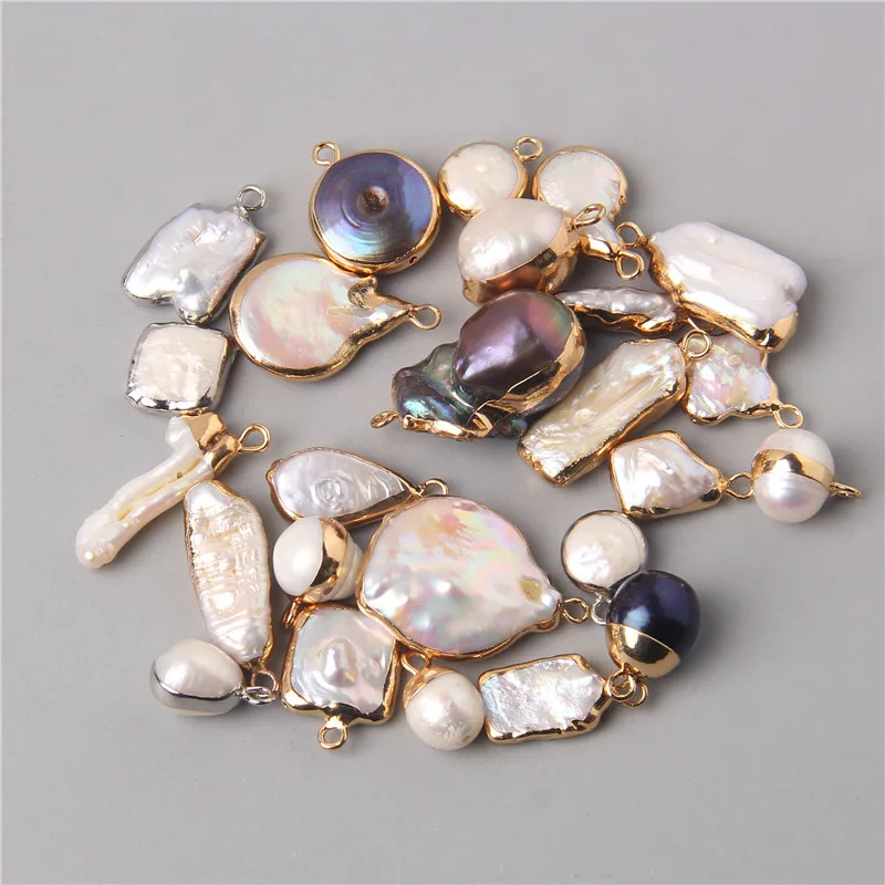 3pcs Natural Freshwater Pearl Pendants Charms Connector Pendants for Jewelry Making DIY Accessories Necklaces Bracelet earring