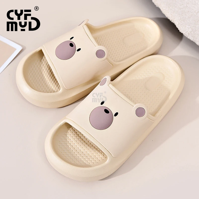 Women's Home Slippers Flat Cartoon Cute Bear Slides Indoor 2023 Summer Shoes for Woman Comfortable Non-slip EVA Slipper Bathroom