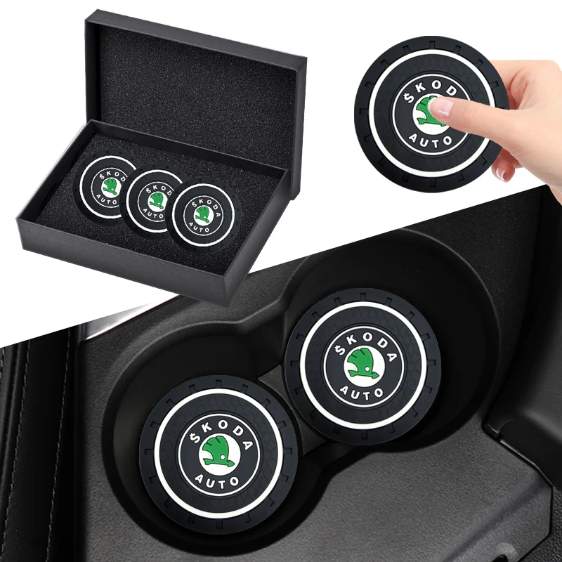 

1pc Car Non-slip pad Cup Holder Mat Coaster For Skoda Auto Accessories Octavia Kodiaq Fabia Rapid Superb Kamiq JEEP BMW KIA Benz