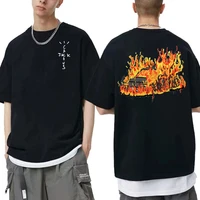rapper cactus jack flame car print t shirt men women brand fashion travis scott hip hop tshirt oversize man harajuku style tees